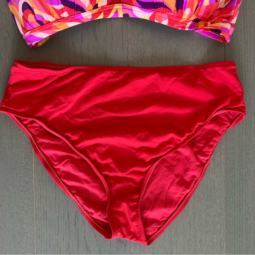 Sunsets Red & Colourful Swim Top & Bottom - Picture 4 of 14